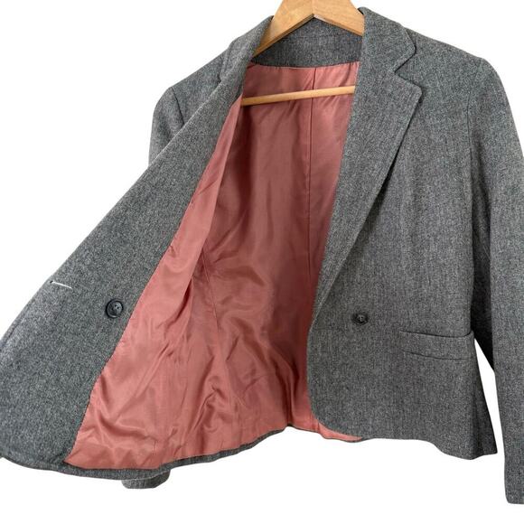Vintage Saks Fifth Avenue Gray Wool Blazer Jacket One Button Front, Size Medium - Picture 7 of 11